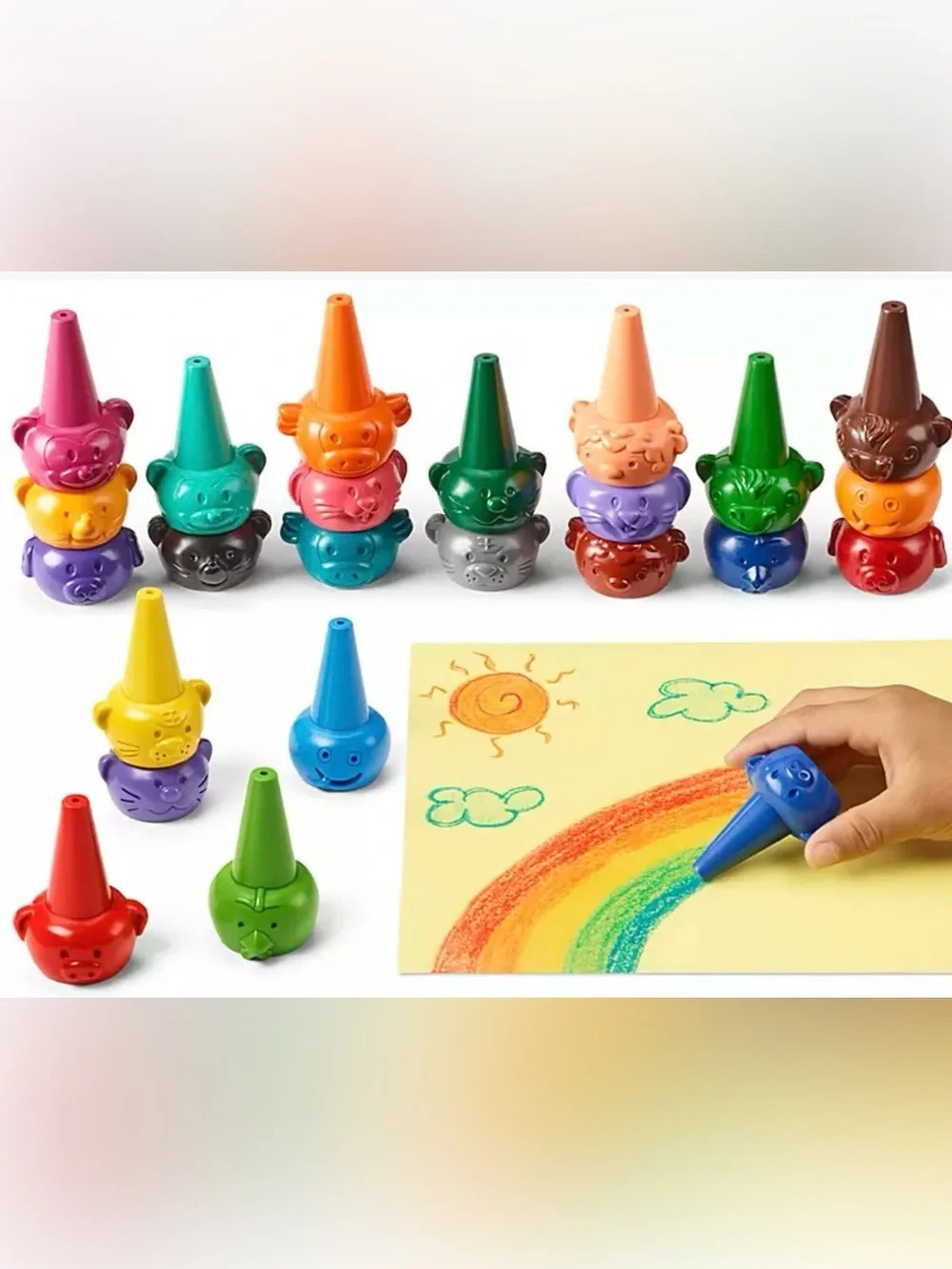 Lakeshore Animal Finger Crayons - 24 Bright Colors for Kids